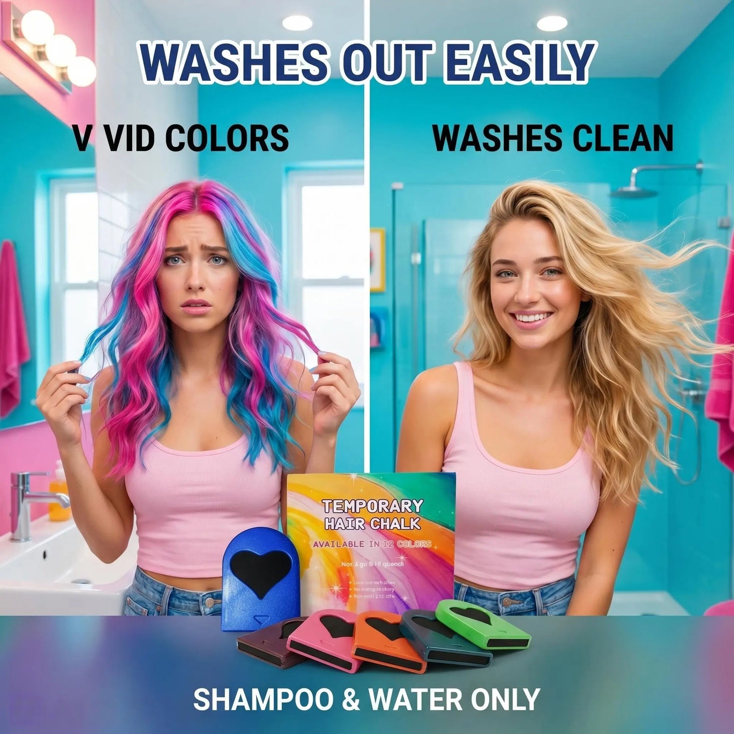 Washable Temporary Hair Chalk Set - Portable, Non-toxic Hair Color Powder for Sports Events, Festivals, Cosplay campingessentials