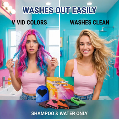 Washable Temporary Hair Chalk Set - Portable, Non-toxic Hair Color Powder for Sports Events, Festivals, Cosplay campingessentials