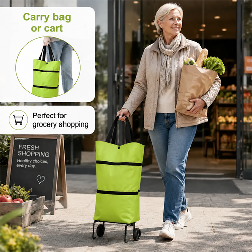 🛒Foldable shopping trolley – Practical shopping bag with wheels for daily shopping