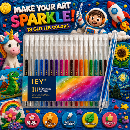 Popcorn IEY® 3D Puffy Pens 18-Color Set | Magical Coloring Pens That “Rise” After Drawing | Kids’ Early Learning DIY Craft Gift Set