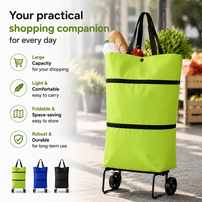 🛒Foldable shopping trolley – Practical shopping bag with wheels for daily shopping