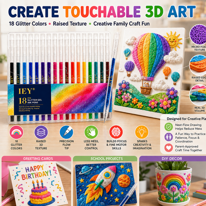Popcorn IEY® 3D Puffy Pens 18-Color Set | Magical Coloring Pens That “Rise” After Drawing | Kids’ Early Learning DIY Craft Gift Set