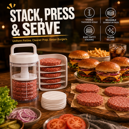 🍔 Multi-Function Patty Press | One-Press Uniform Patties | 🏠 Home Burgers • 🏕️ Camping • 🔥 BBQ • 🥩 Meal Prep