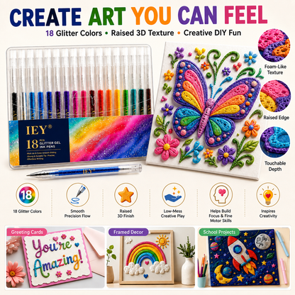 Popcorn IEY® 3D Puffy Pens 18-Color Set | Magical Coloring Pens That “Rise” After Drawing | Kids’ Early Learning DIY Craft Gift Set