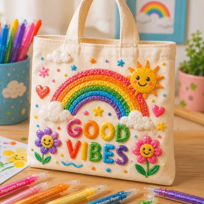 Popcorn IEY® 3D Puffy Pens 18-Color Set | Magical Coloring Pens That “Rise” After Drawing | Kids’ Early Learning DIY Craft Gift Set