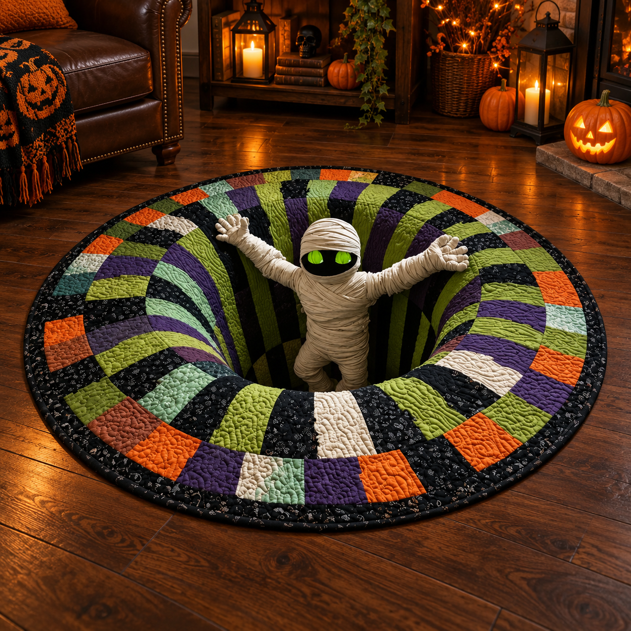 3D Vortex Halloween Rug: Watch Your Step… If You Dare!