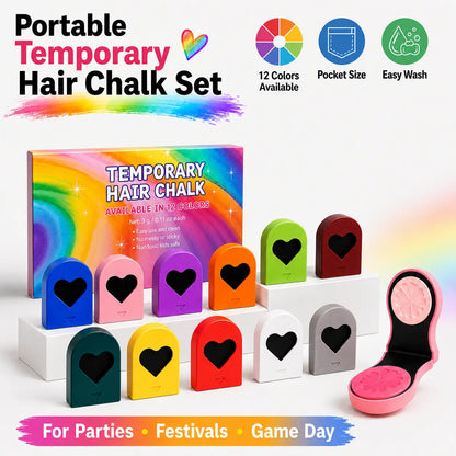 Washable Temporary Hair Chalk Set - Portable, Non-toxic Hair Color Powder for Sports Events, Festivals, Cosplay campingessentials