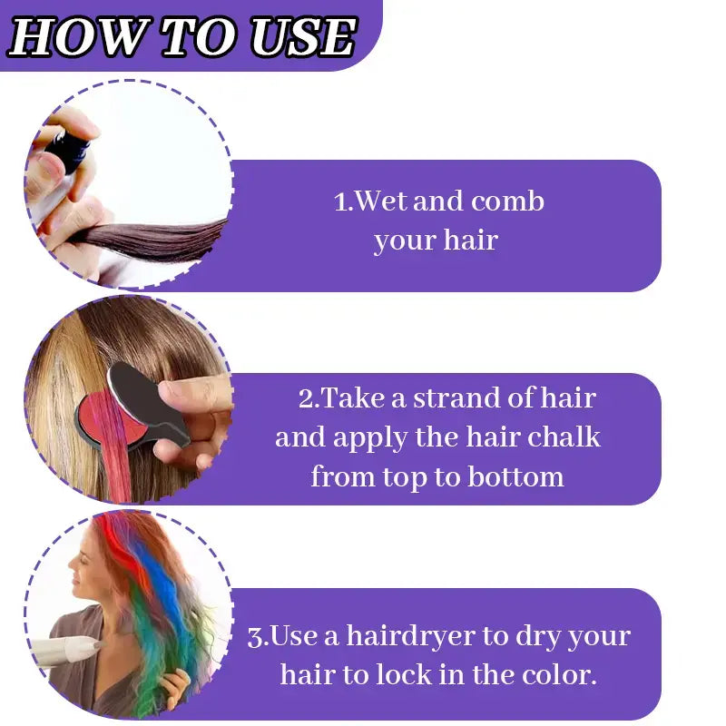 Washable Temporary Hair Chalk Set - Portable, Non-toxic Hair Color Powder for Sports Events, Festivals, Cosplay campingessentials