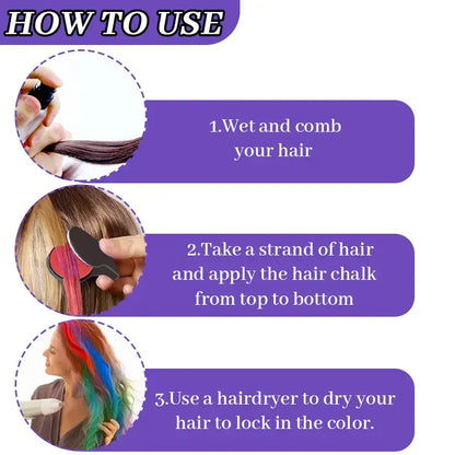 Washable Temporary Hair Chalk Set - Portable, Non-toxic Hair Color Powder for Sports Events, Festivals, Cosplay campingessentials